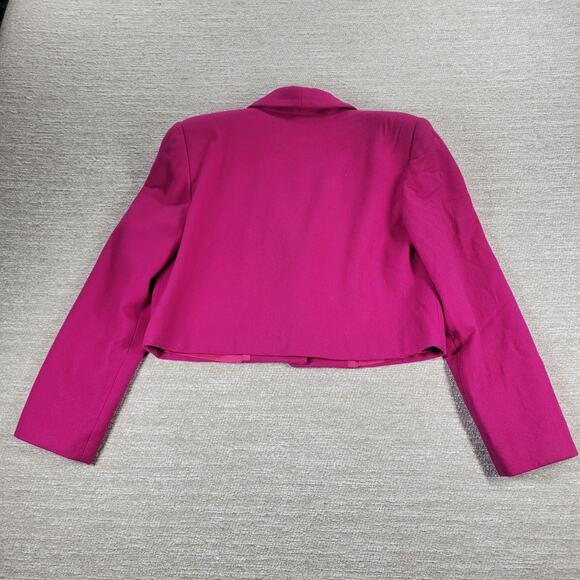 Fundamental Things Pink Wool Cropped Blazer Womens 8 Shawl Collar Gold Button - Picture 7 of 13